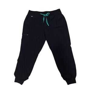 FIGS Zamora Women's Jogger Scrub Pants Black Medical Drawstring Uniform Sz Large